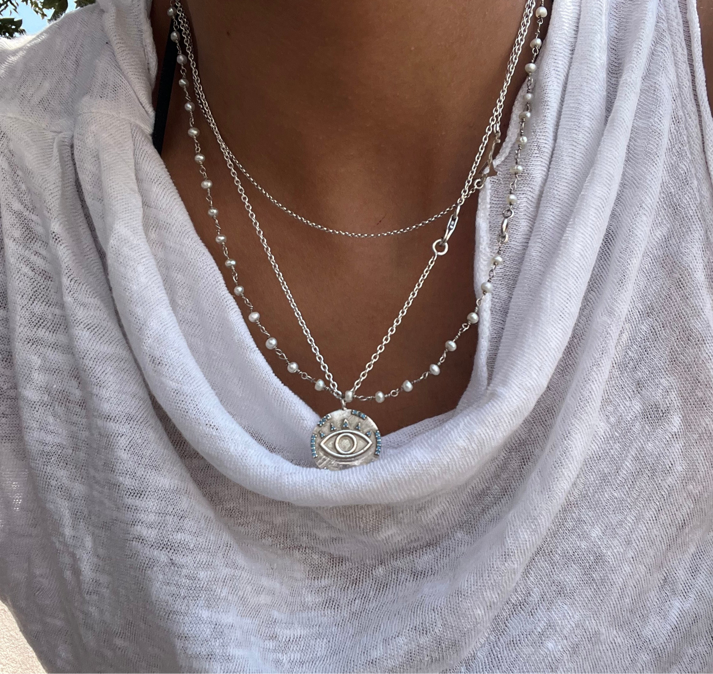 Turquoise Coin Eye Necklace