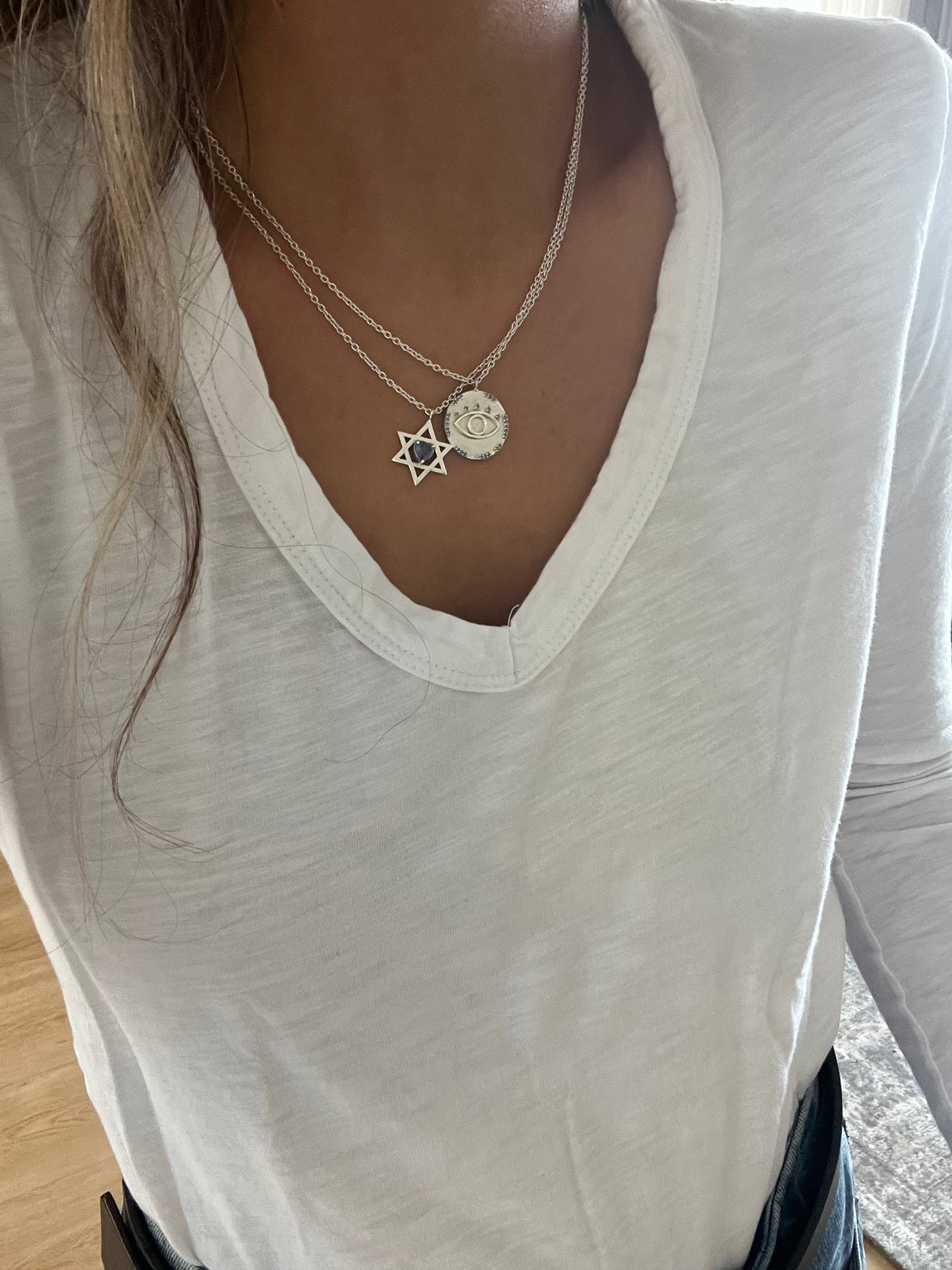 Turquoise Coin Eye Necklace
