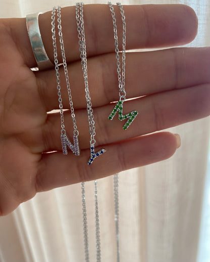 Gemstone Initial Necklace