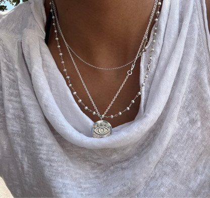 Turquoise Coin Eye Necklace