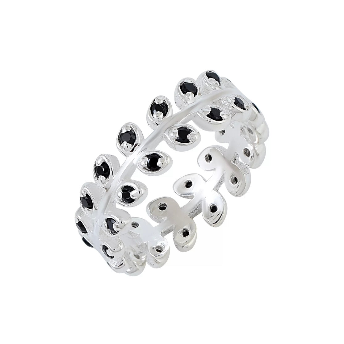 Silver Leaf Gemstone Ring