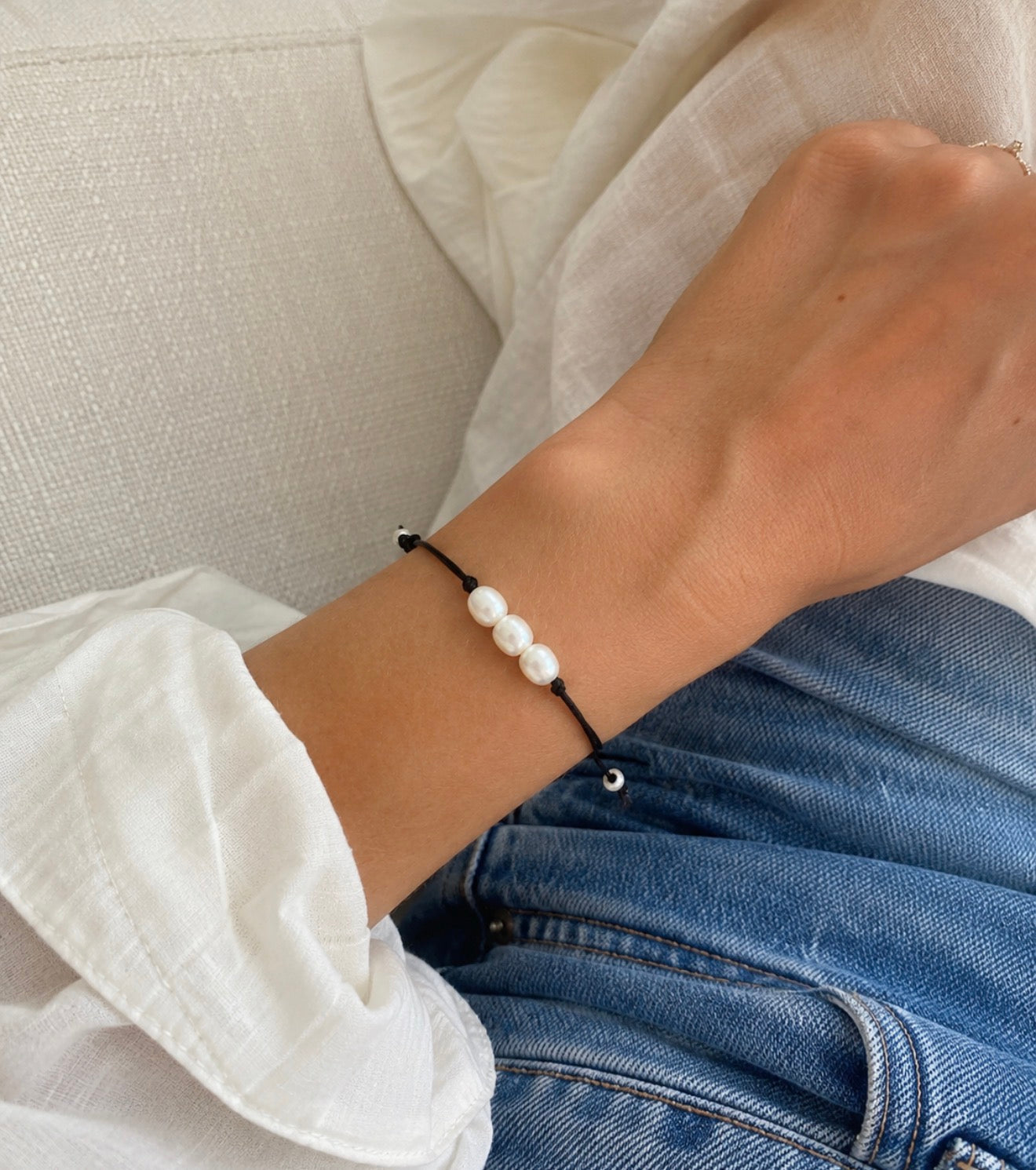 Triple Pearl Thread Bracelet