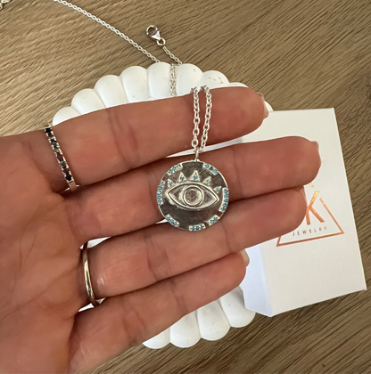 Turquoise Coin Eye Necklace