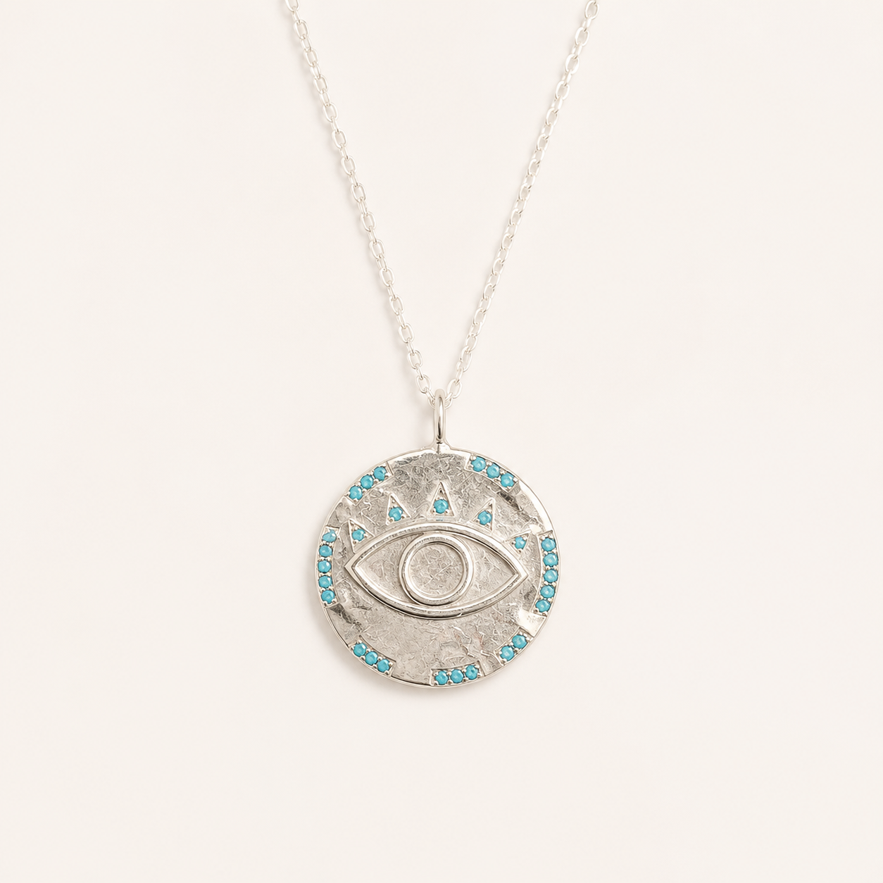 Turquoise Coin Eye Necklace