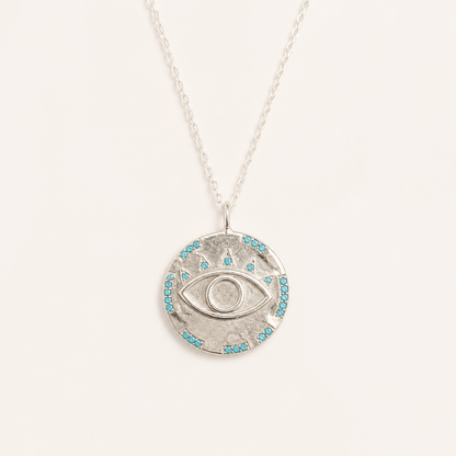 Turquoise Coin Eye Necklace