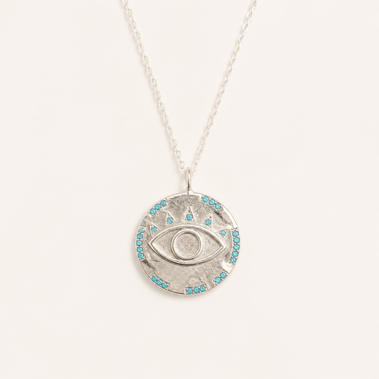 Turquoise Coin Eye Necklace