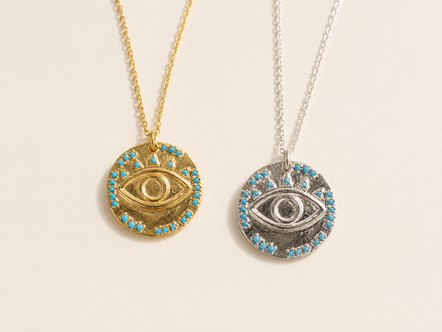 Turquoise Eye Coin Necklace